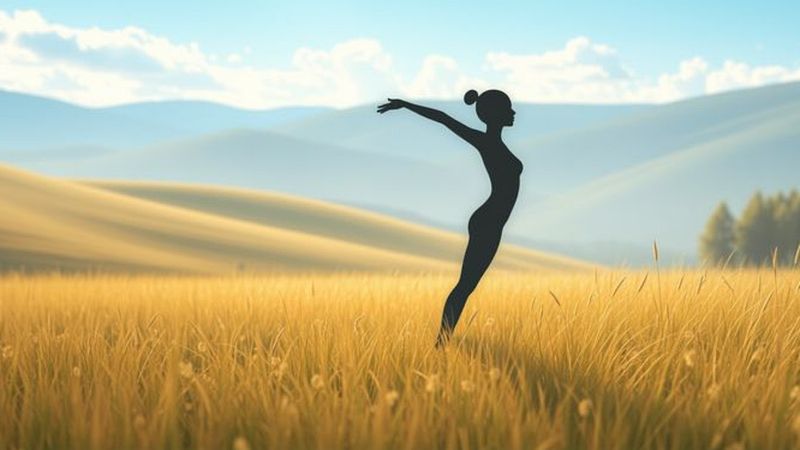 Un cuerpo flexible se estira en calma