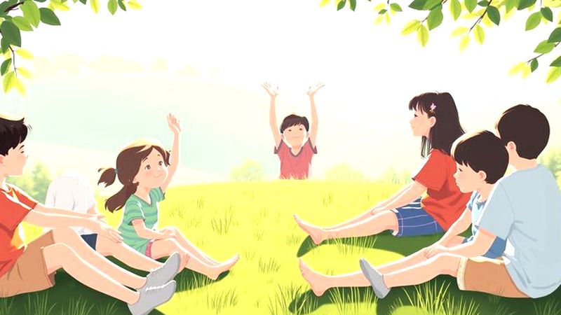Niños relajados en un paisaje sereno