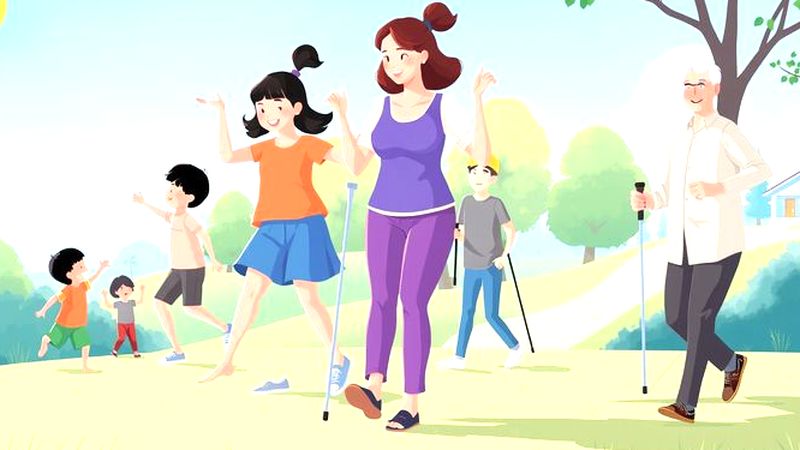 Niños y adultos disfrutan un paseo tranquilo