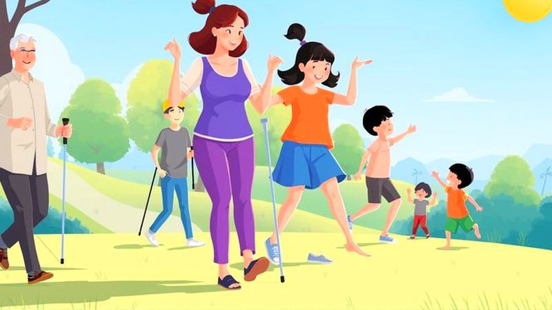 Niños y adultos disfrutan un paseo tranquilo