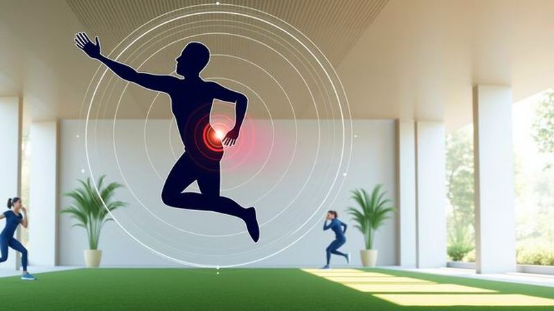 Un cuerpo humano dinámico irradia fuerza en equilibrio