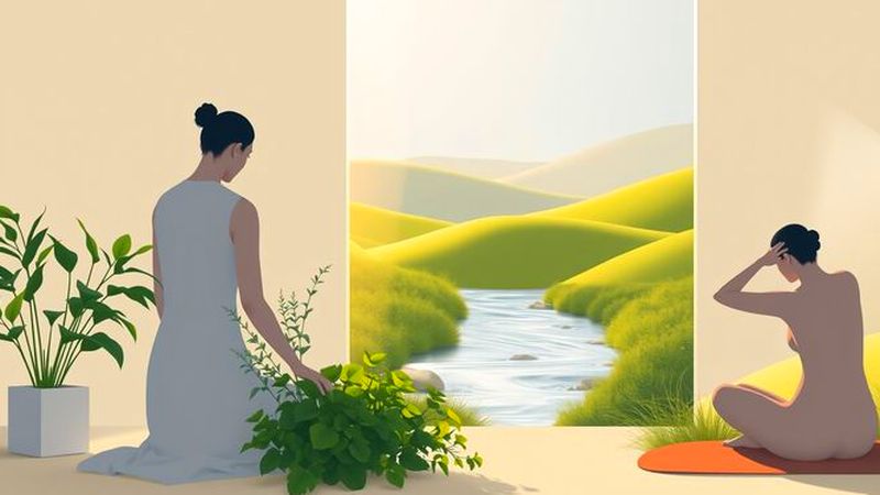 Tres figuras cultivan serenidad y vitalidad