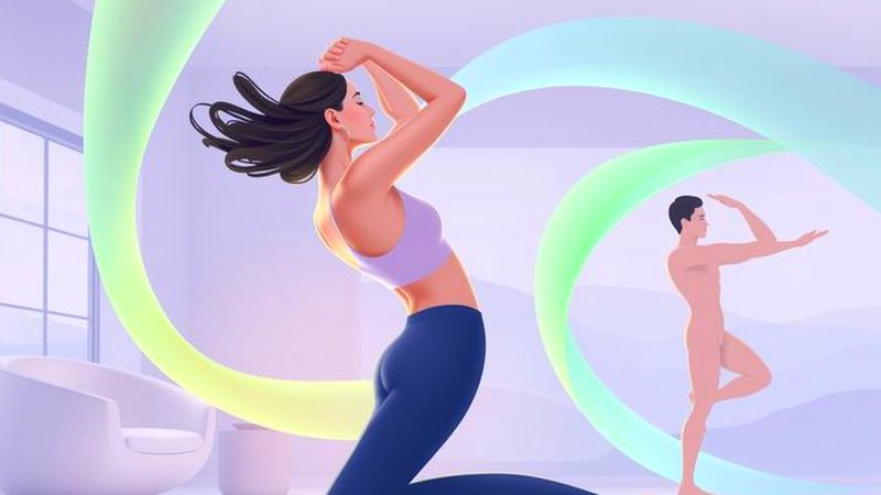 Mujer y hombre rotan en calma