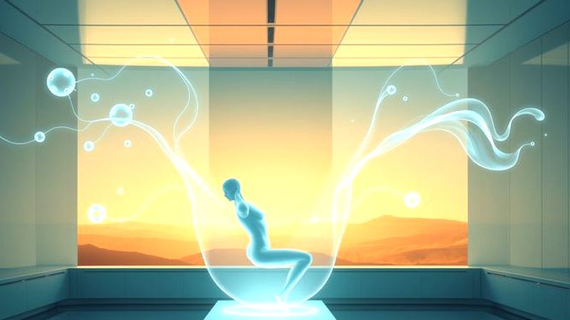 Una figura humana se estira en calma