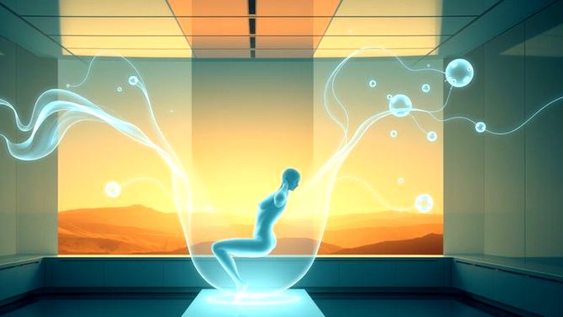 Una figura humana se estira en calma