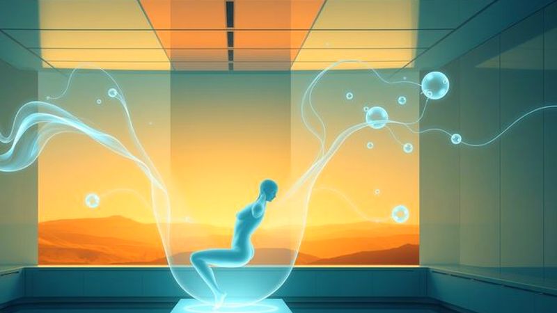Una figura humana se estira en calma